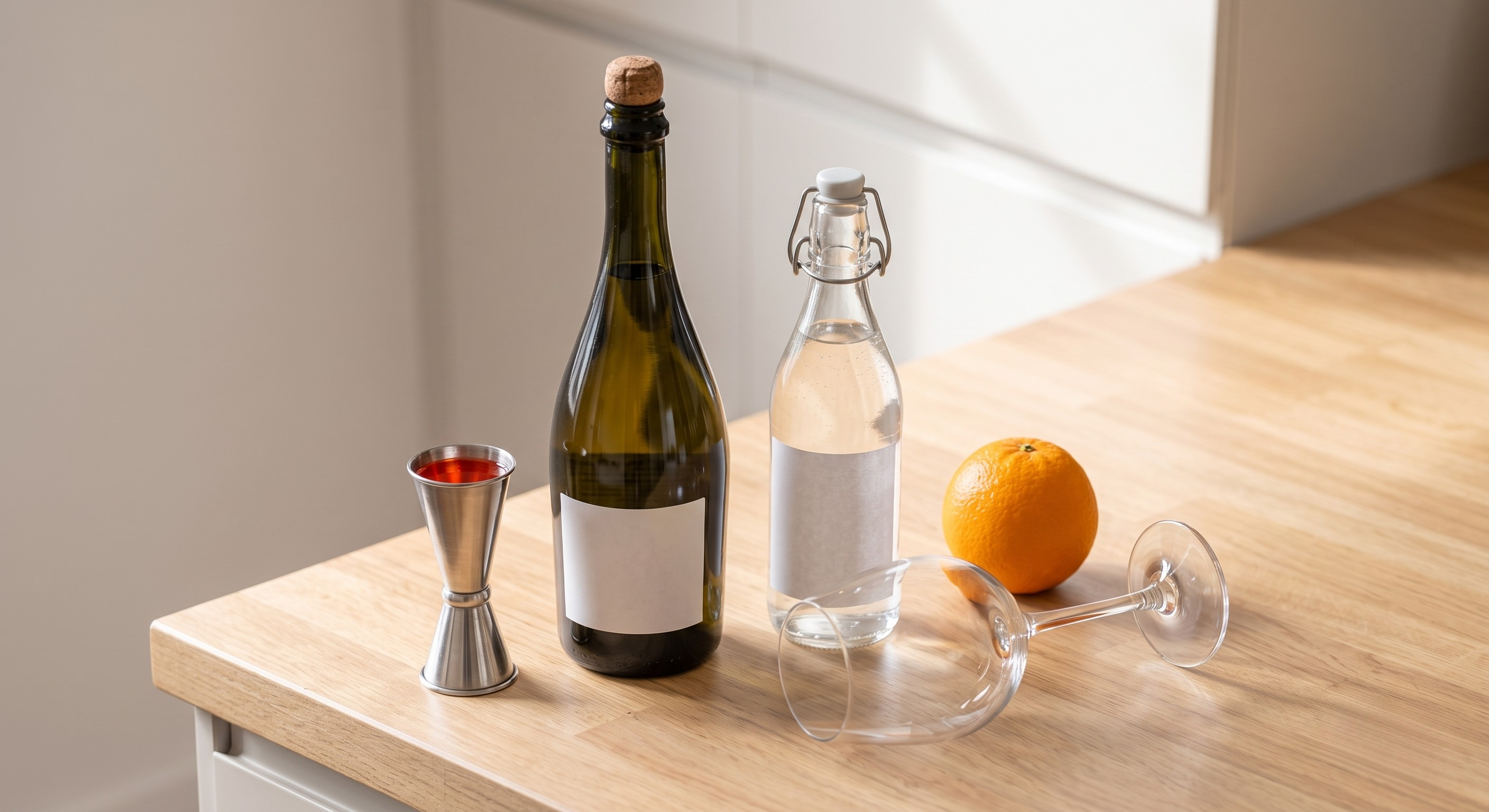 Ingredients laid out for the Aperol Spritz