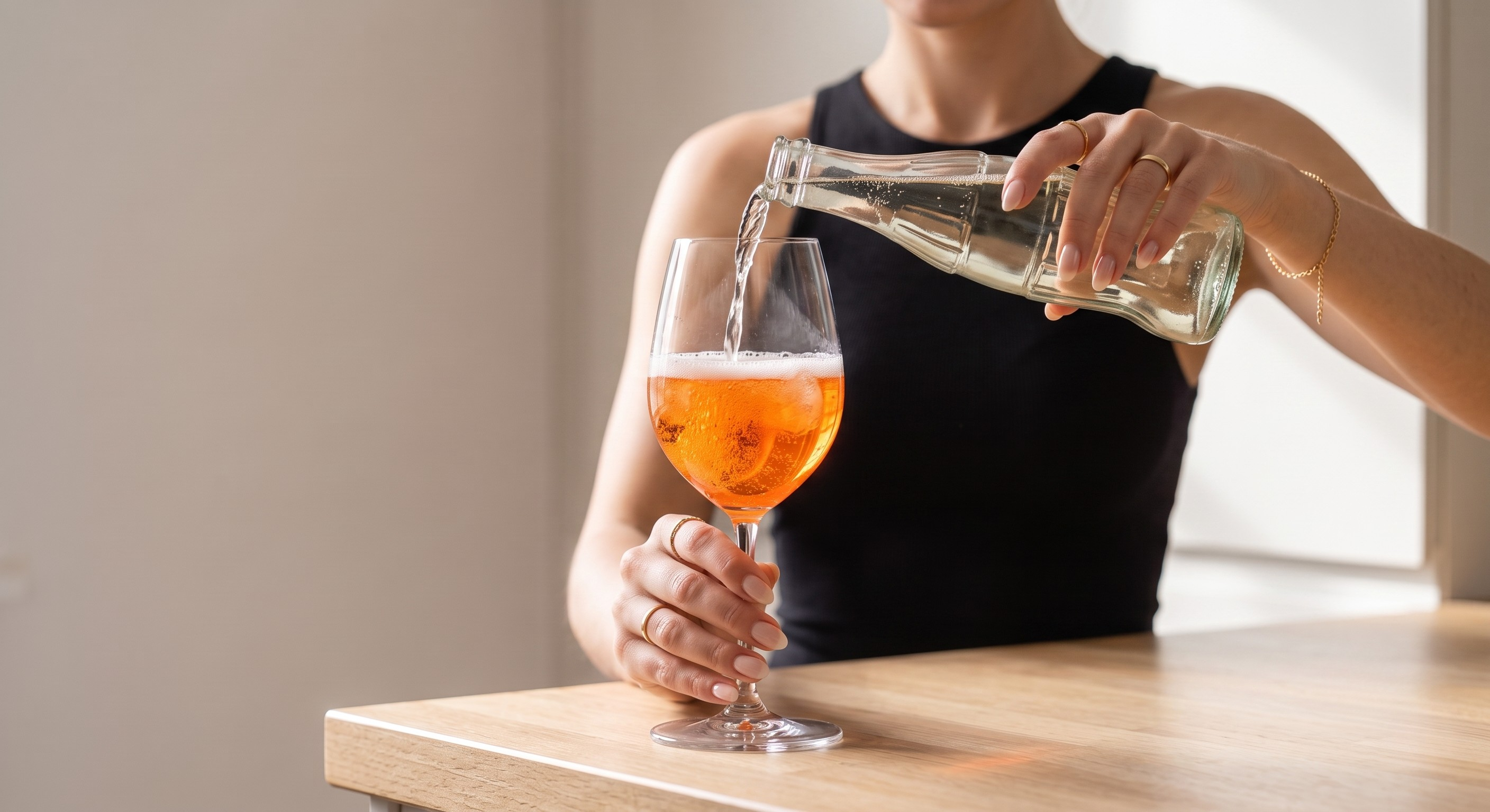 Stirring the Aperol Spritz