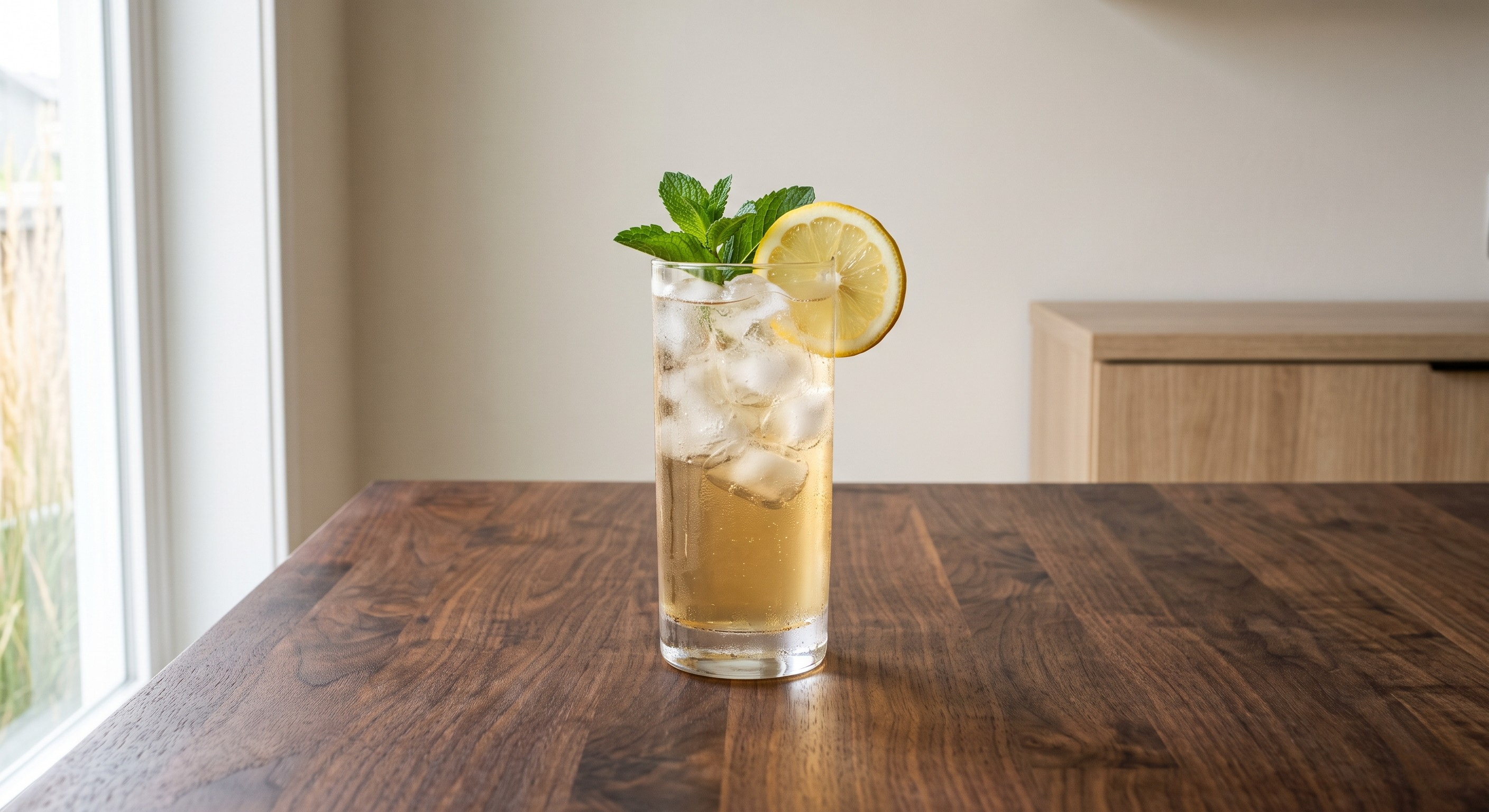 Bourbon Lemonade Cooler cocktail served in a Highball
