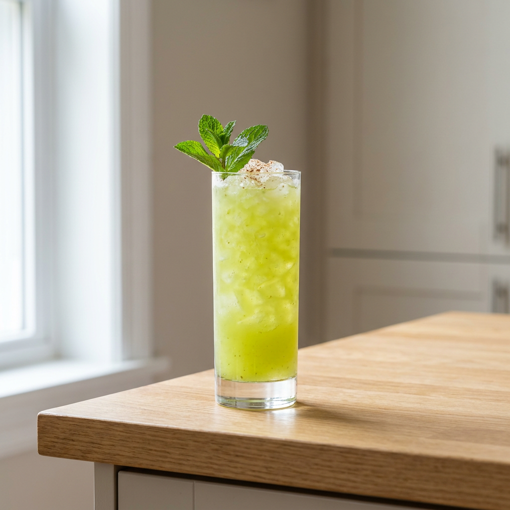 Chartreuse Swizzle cocktail served in a Collins glass