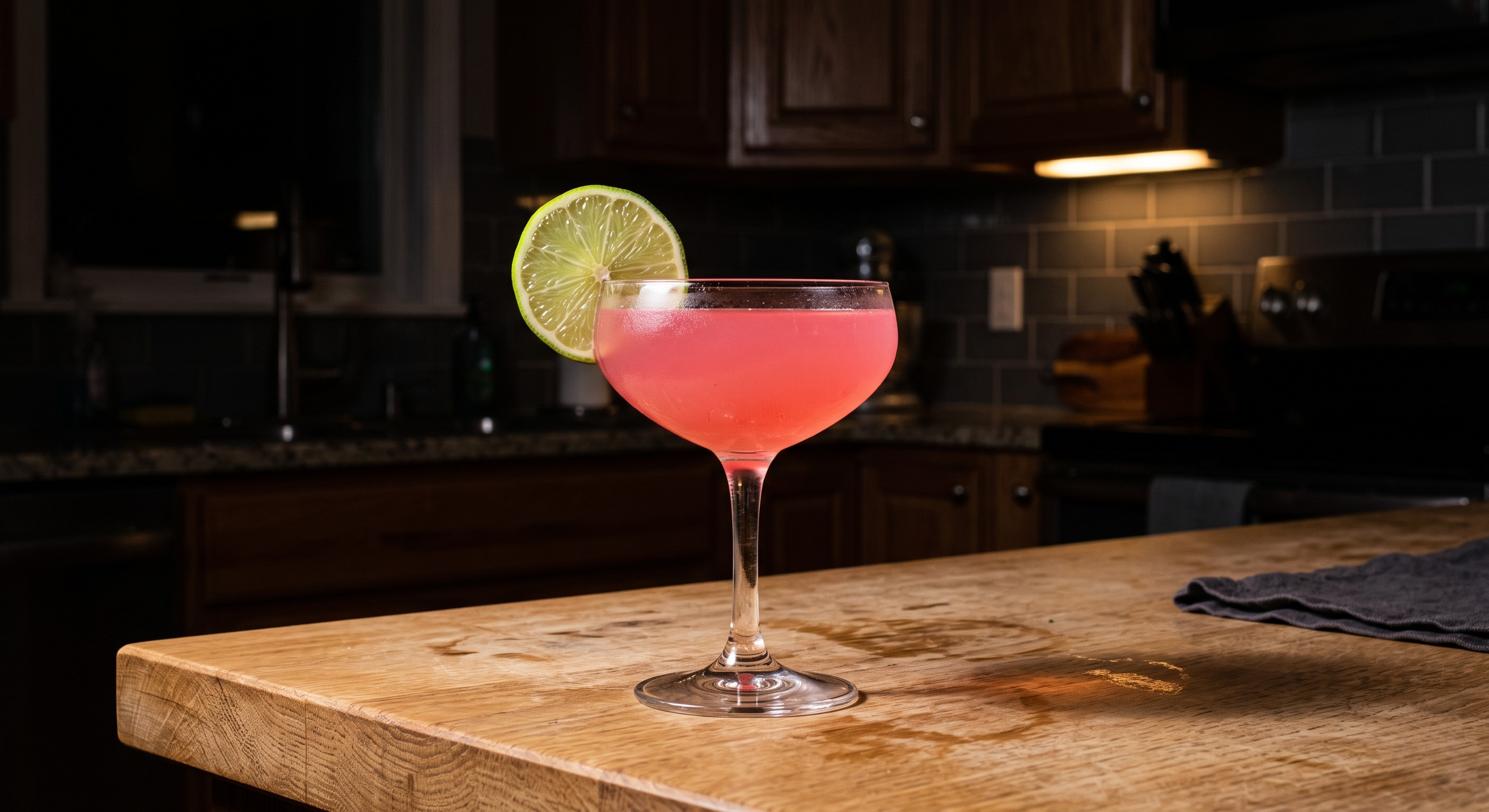 Cosmopolitan cocktail served in a Coupe or martini glass