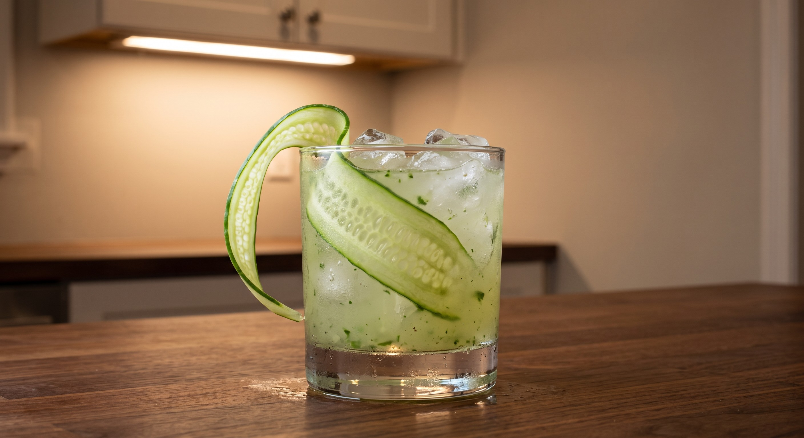 Cucumber-Jalapeño Gin Smash cocktail served in a Rocks glass