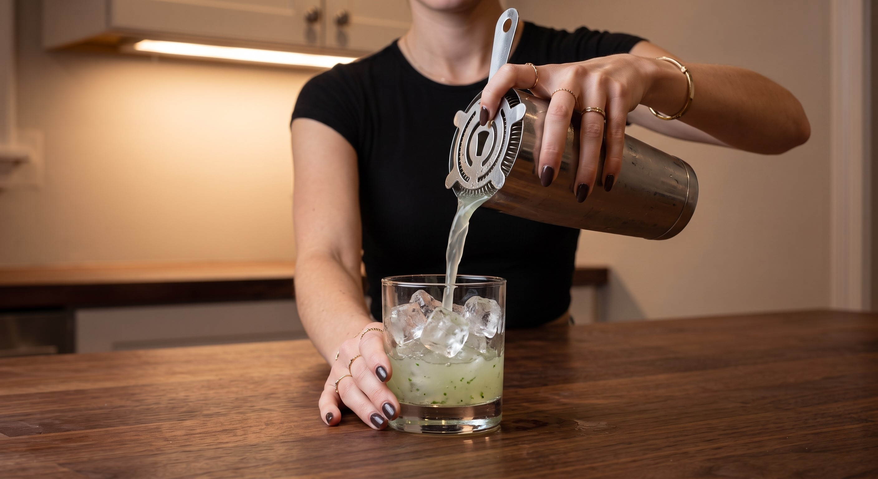 Stirring the Cucumber-Jalapeño Gin Smash