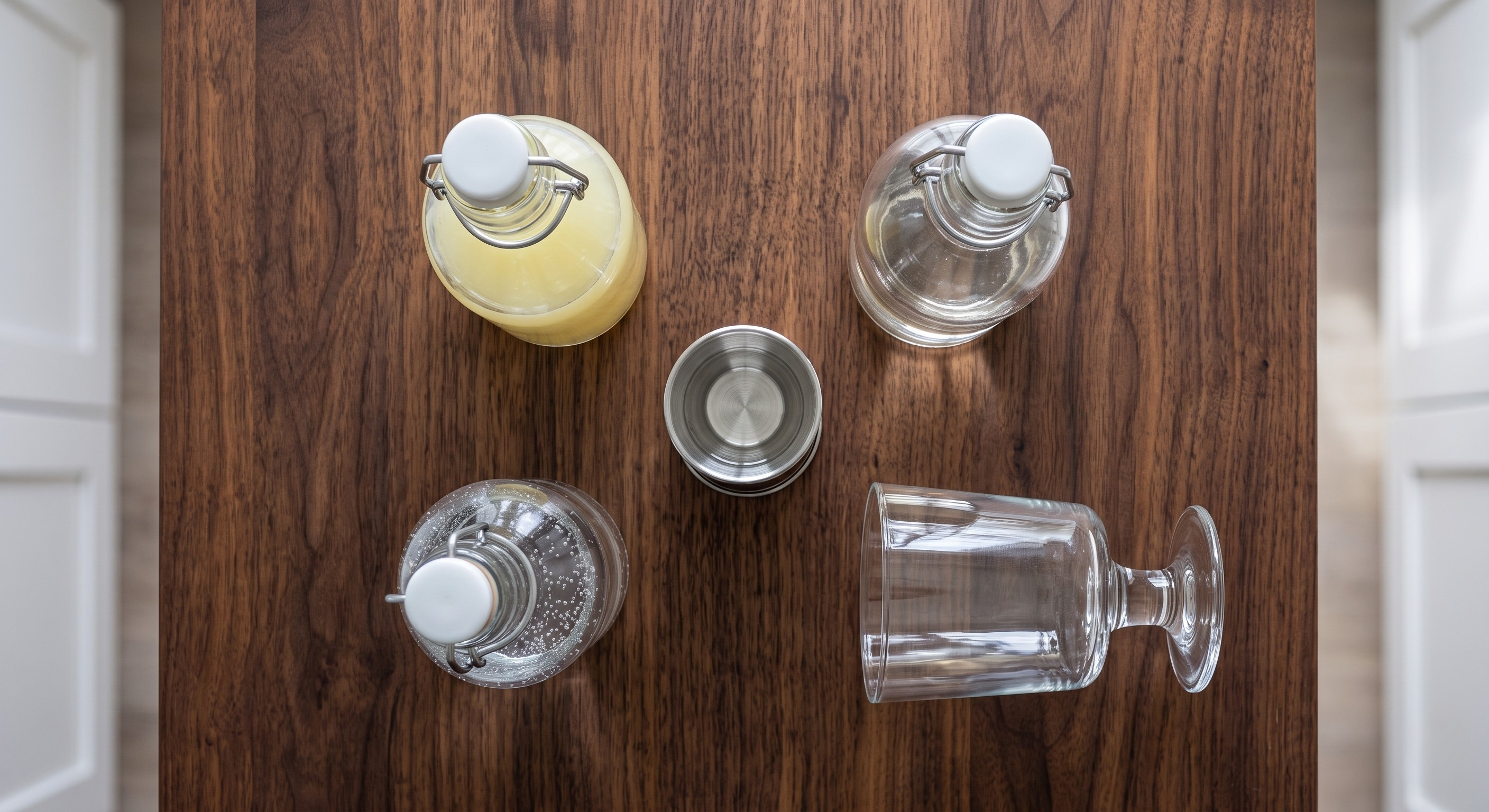 Ingredients laid out for the Gin Fizz