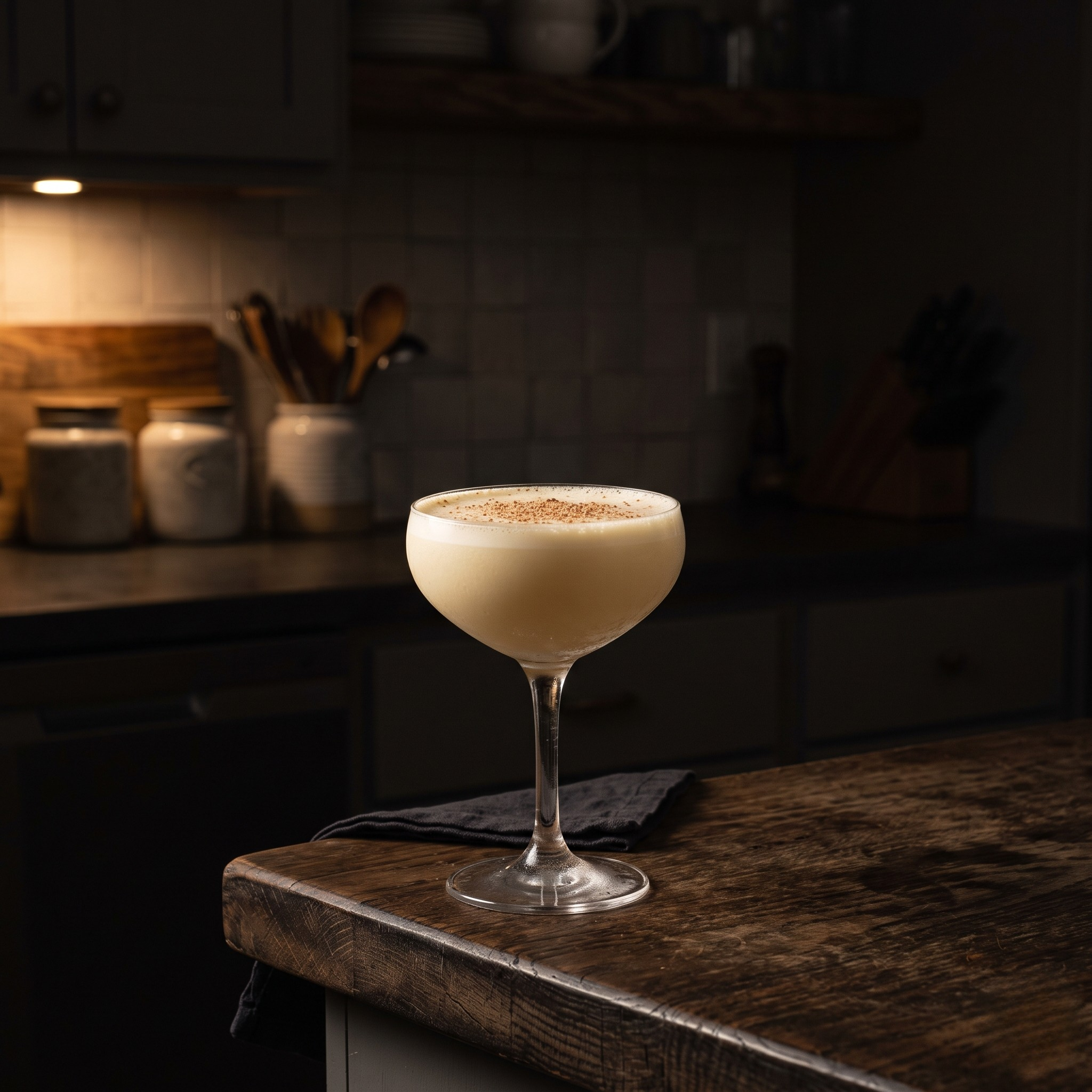 Gin Flip cocktail served in a Small coupe glass.