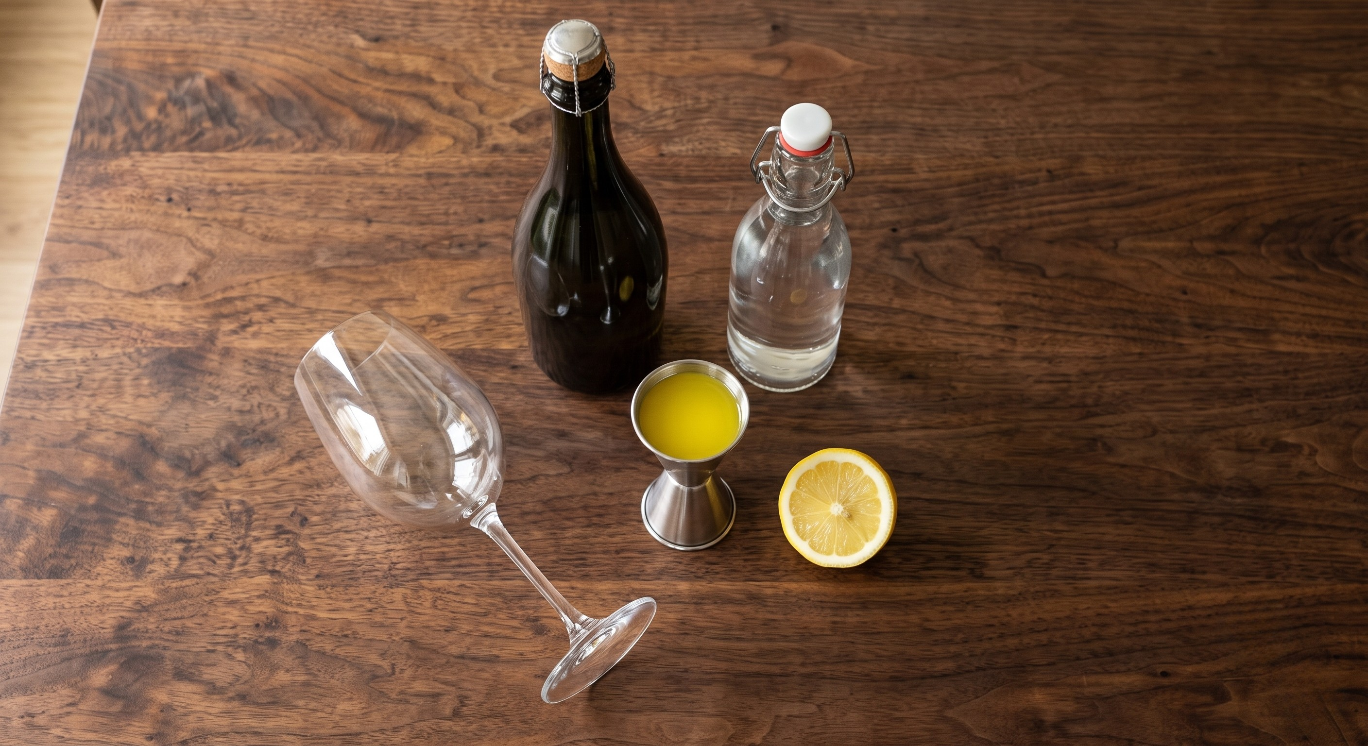 Ingredients laid out for the Limoncello Spritz