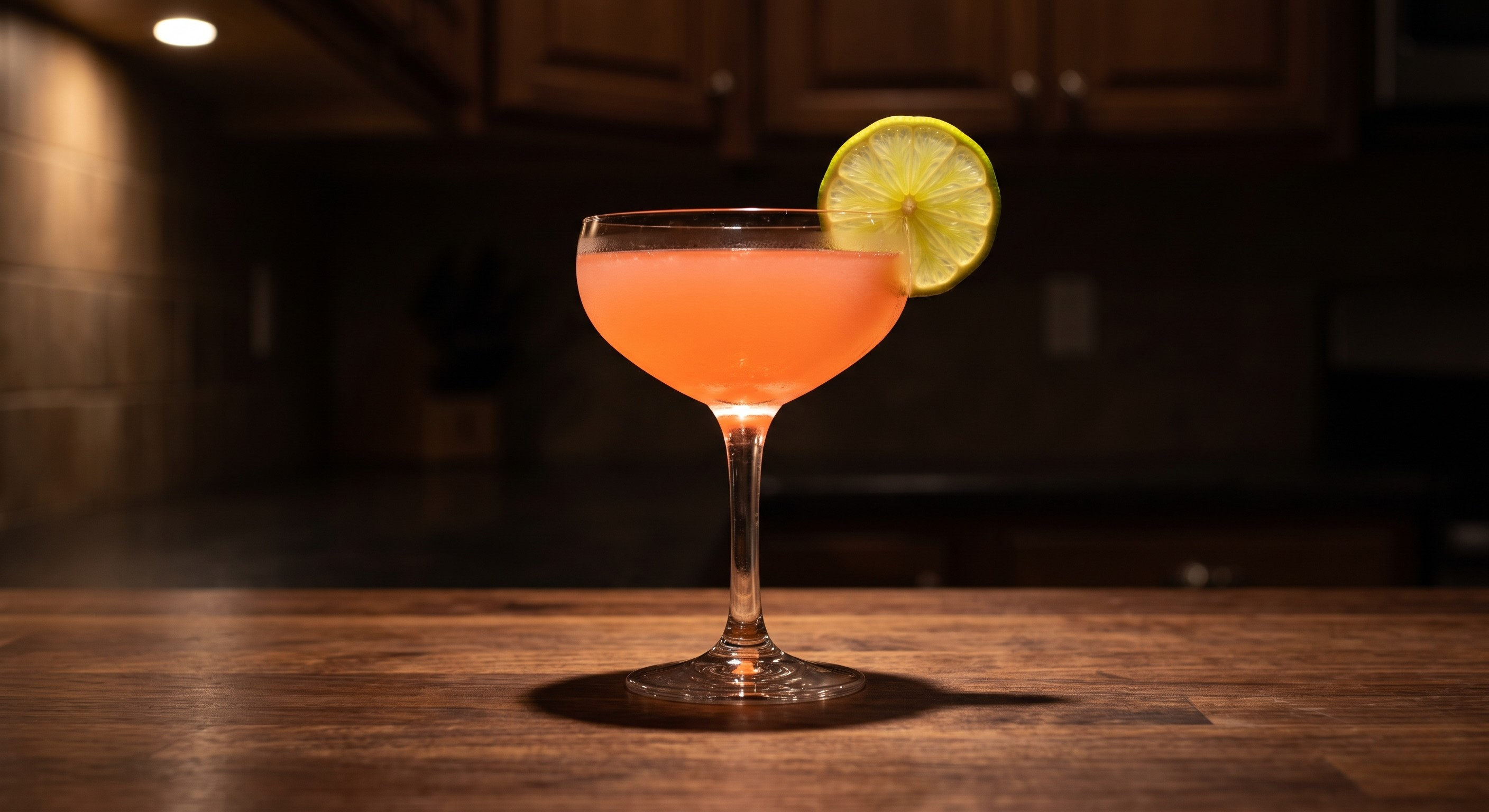 Naked and Famous cocktail served in a Coupe glass