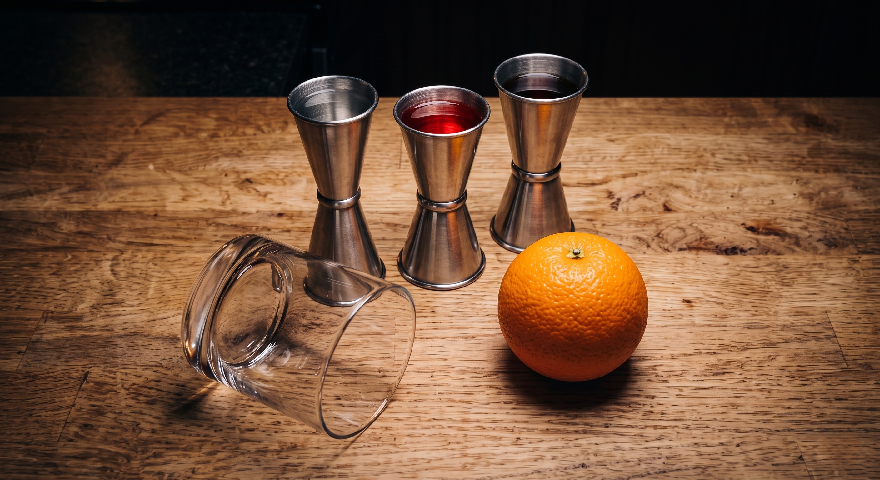 Ingredients laid out for the Negroni