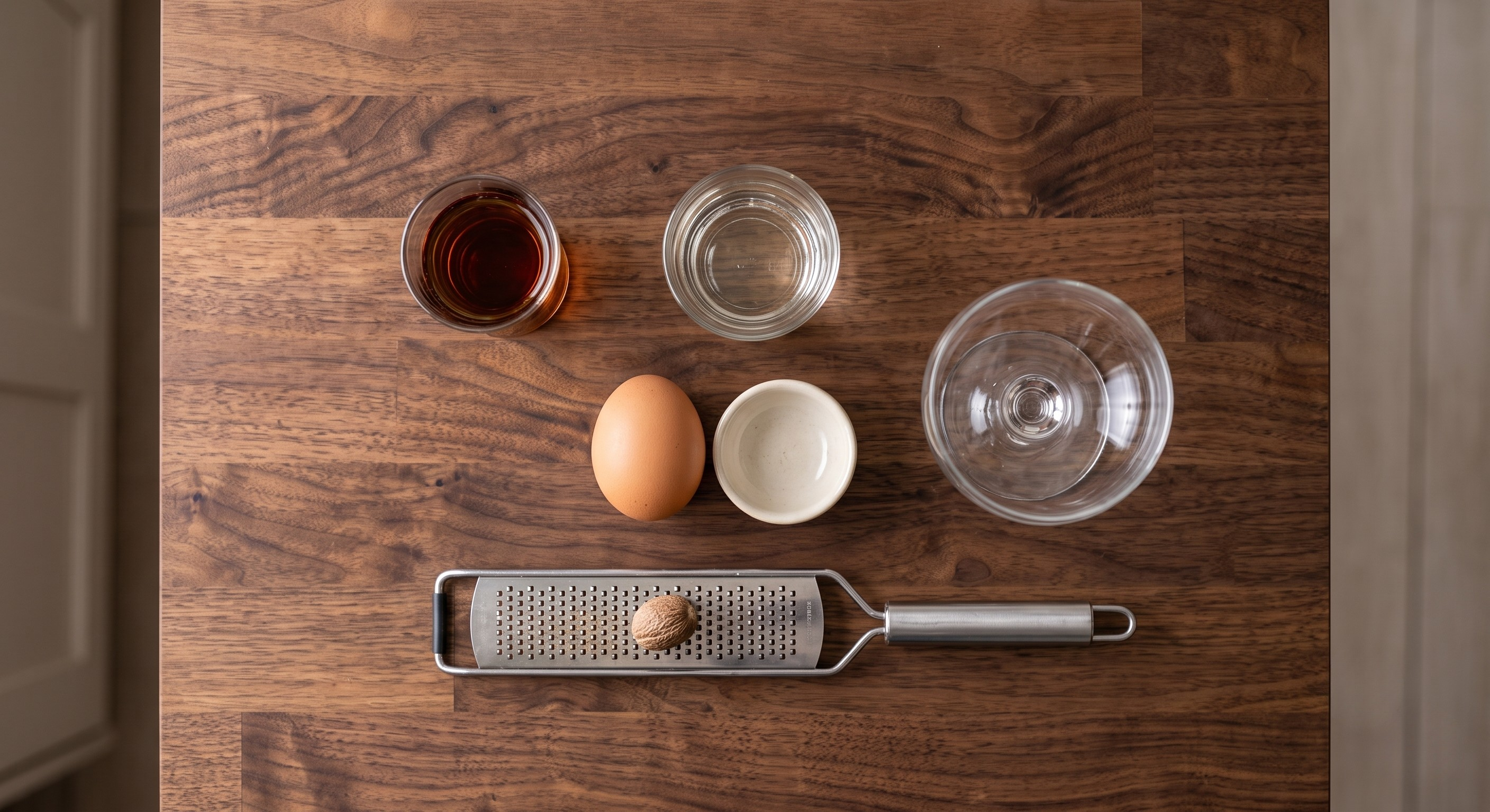 Ingredients laid out for the Rum Flip