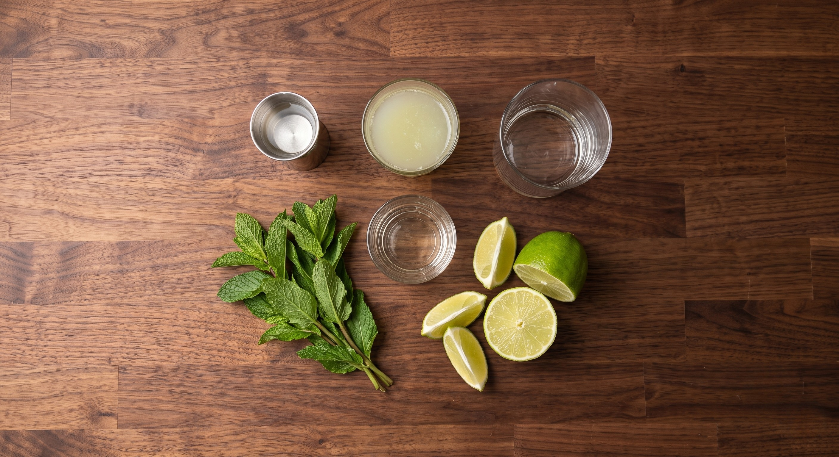 Ingredients laid out for the Rum Smash