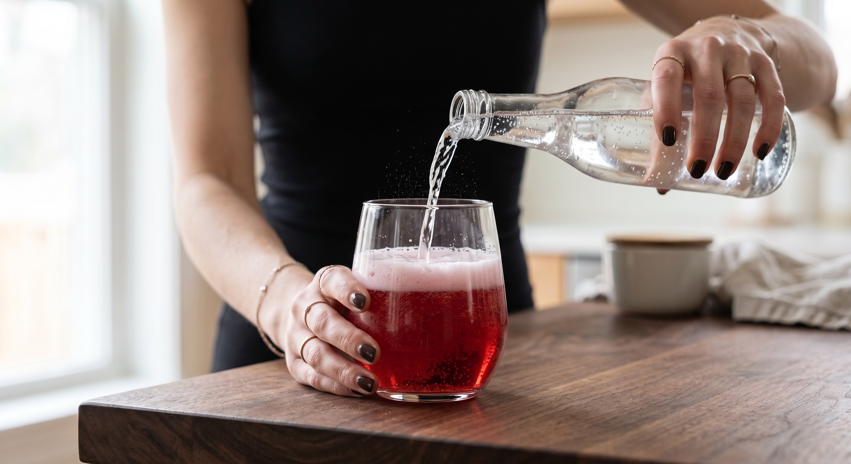 Stirring the Sloe Gin Fizz