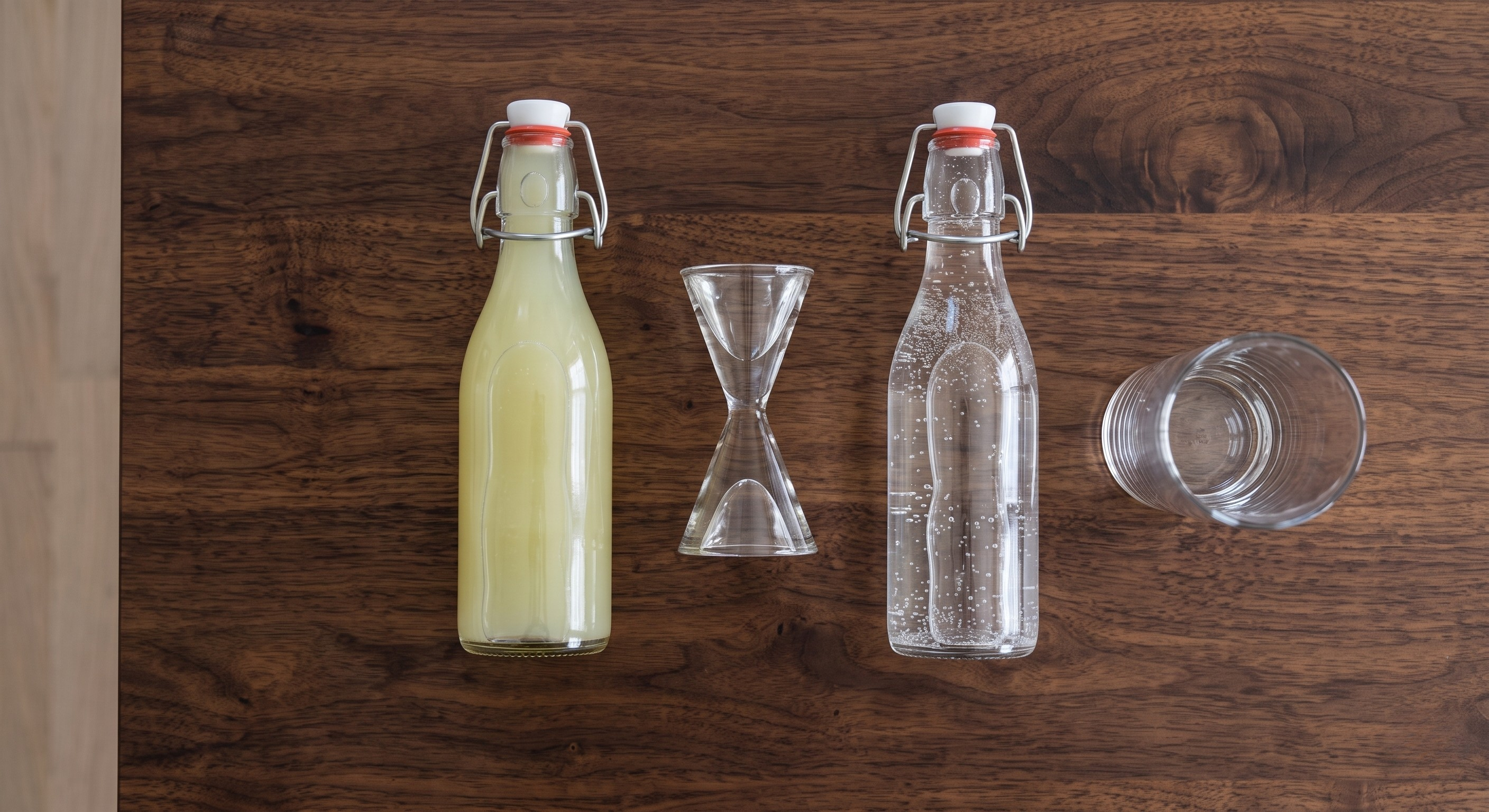 Ingredients laid out for the Tequila Rickey
