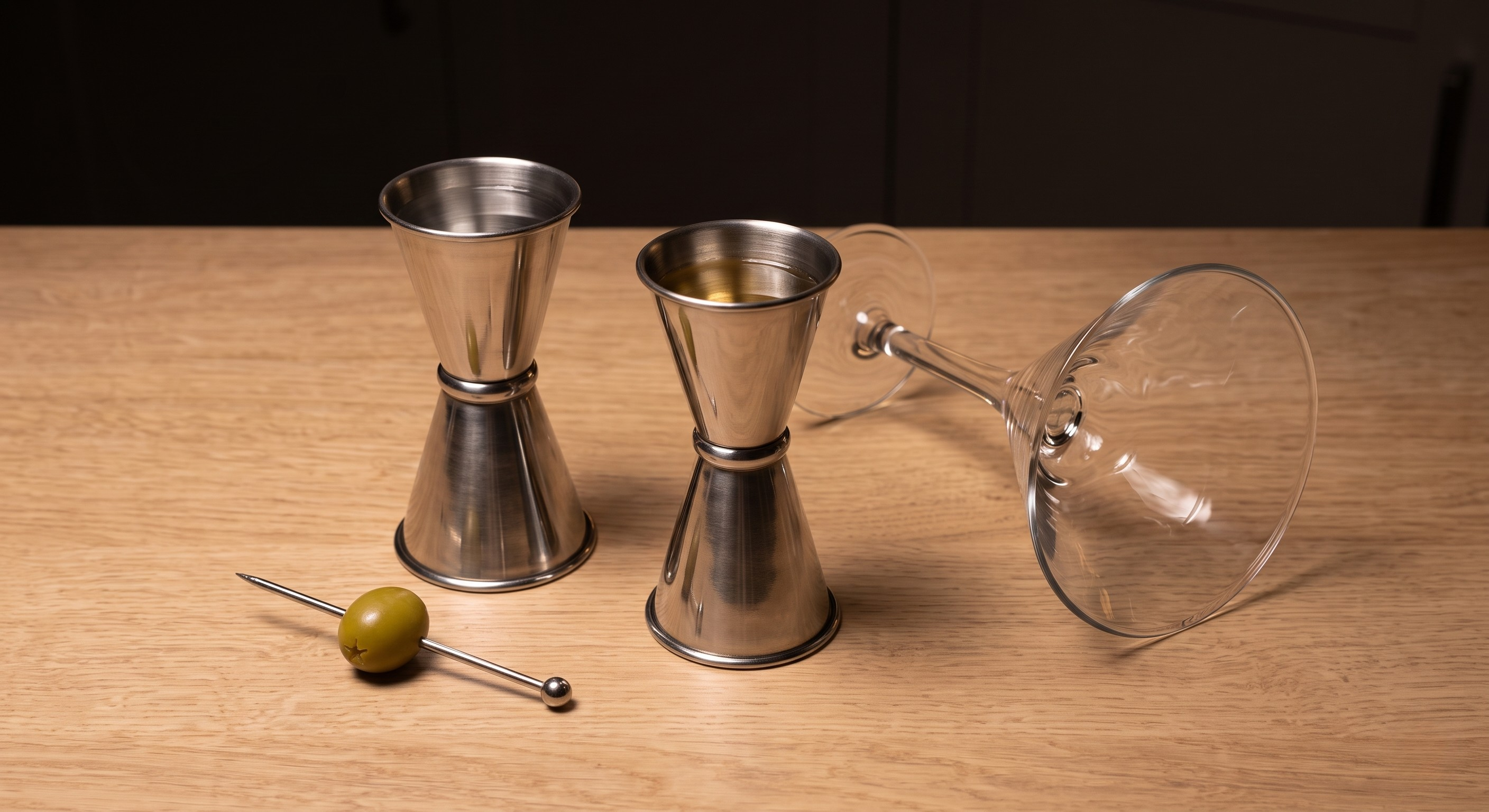 Ingredients laid out for the Vodka Martini