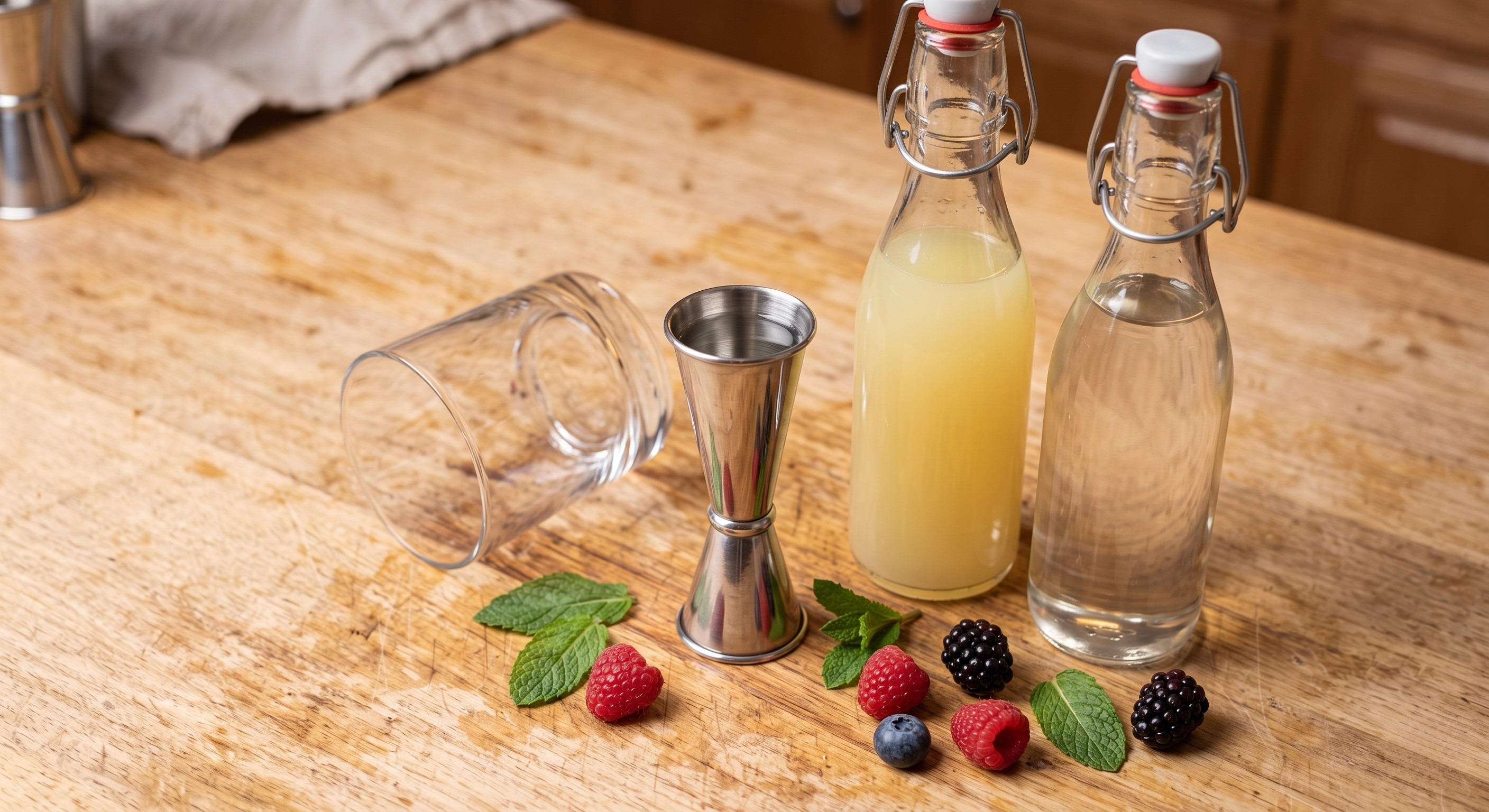 Ingredients laid out for the Vodka Smash