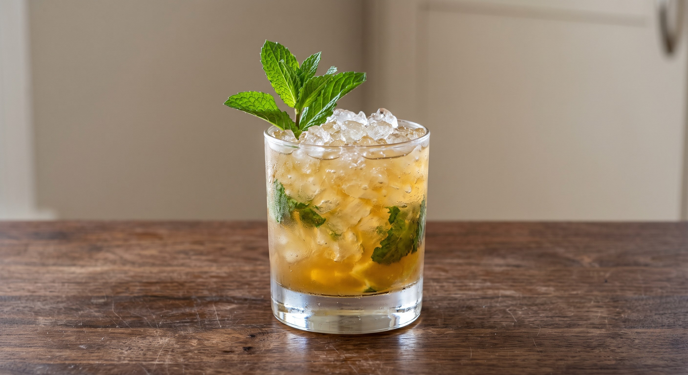 Whiskey Smash cocktail served in a Rocks glass