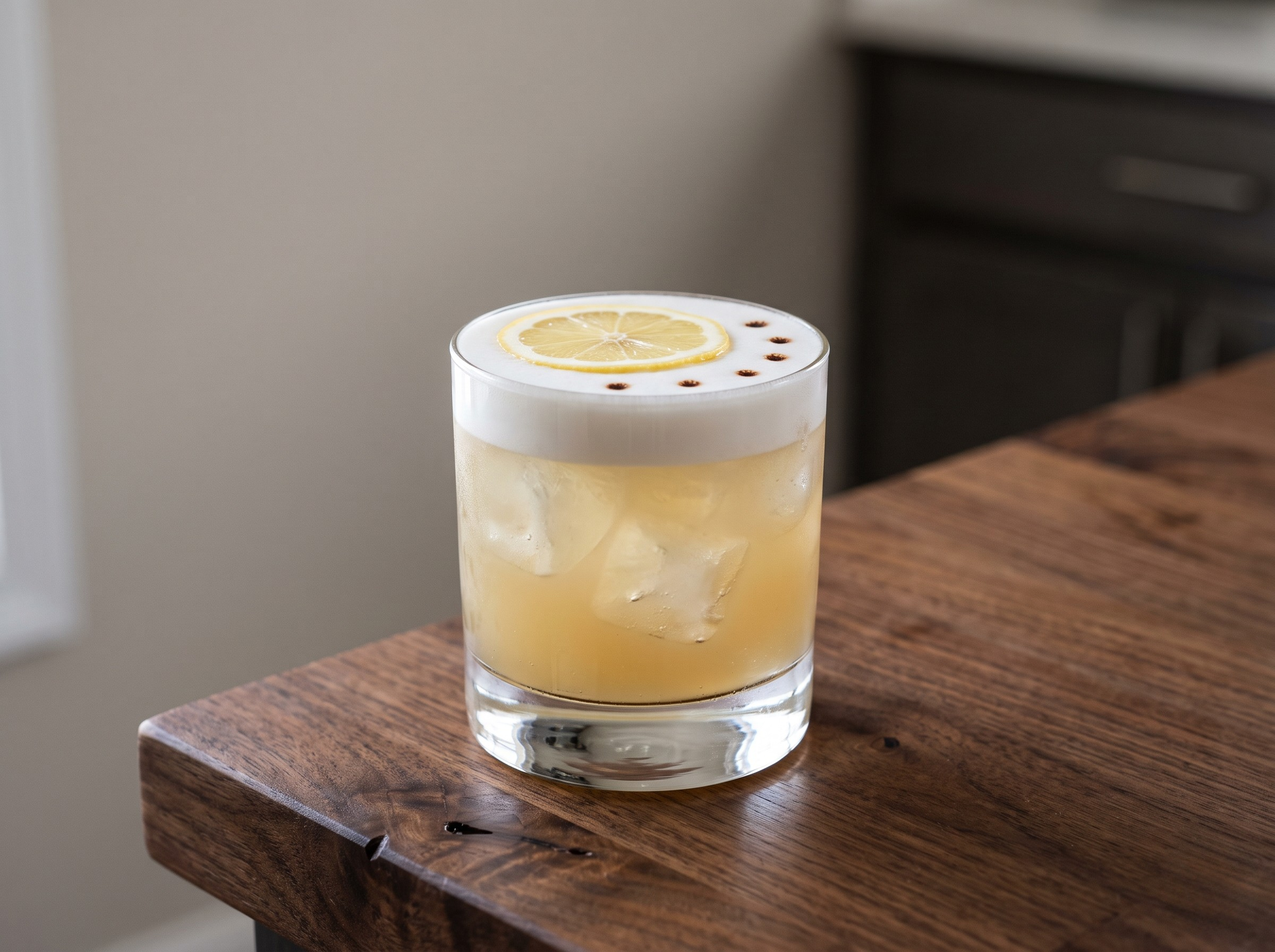 Whiskey Sour cocktail served in a Rocks glass